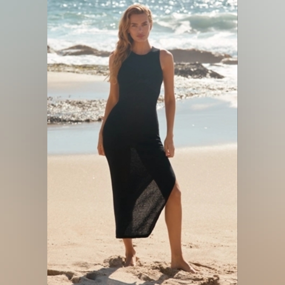 Anthropologie Sunday in Brooklyn Twist-Front Maxi Dress Cover Up Black